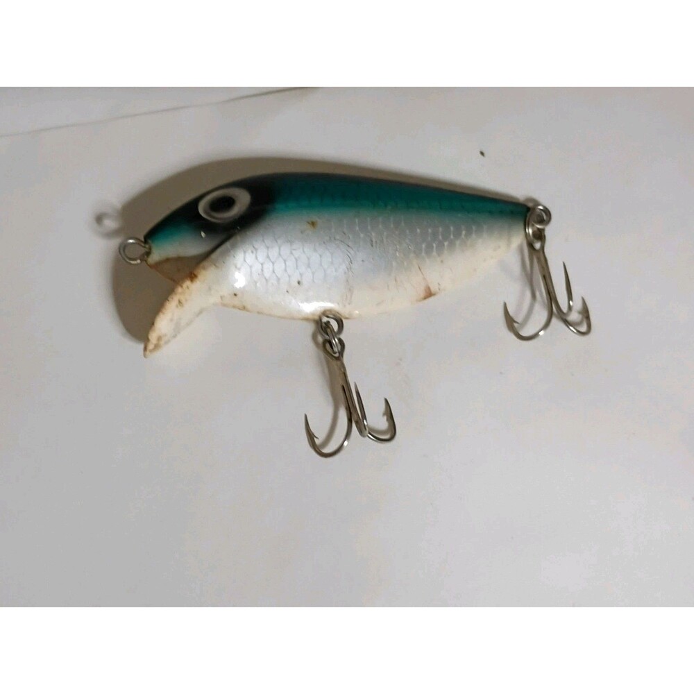 Vintage Pre-Rapal Storm Original Thin Fin Sinker Crank Bait Fish Lure Blue White